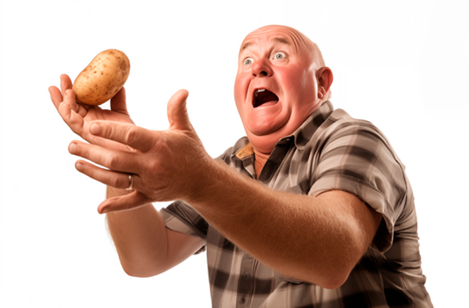 Man Catching Hot Potato